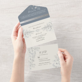 Elegant Dusty Blue Wedding in einer Einladung