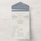 Elegant Dusty Blue Wedding in einer Einladung (Innen Boden)