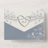 Elegant Dusty Blue Wedding in einer Einladung (Rückseite)