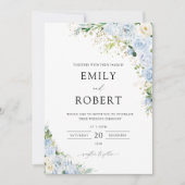 Elegant Dusty Blue Wedding Invitation Einladung (Vorderseite)