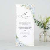 Elegant Dusty Blue Wedding Menu Menükarte (Stehend Vorderseite)
