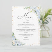 Elegant Dusty Blue Wedding Menu Menükarte (Stehend Vorderseite)