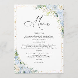 Elegant Dusty Blue Wedding Menu Menükarte