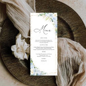 Elegant Dusty Blue Wedding Menu Menükarte