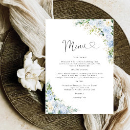 Elegant Dusty Blue Wedding Menu Menükarte