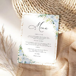 Elegant Dusty Blue Wedding Menu Menükarte