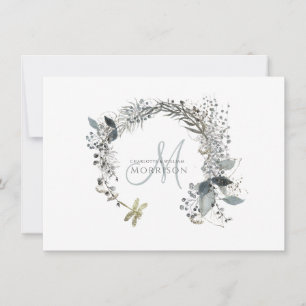 Elegant Dusty Blue Wedding Monogram Mitteilungskarte