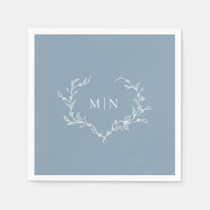 Elegant Dusty Blue Wedding Monogram Paper Napkin Serviette