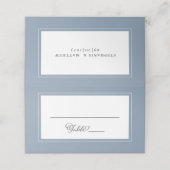 elegant | Dusty Blue Wedding Name and Tischnummer Platzkarte (Außenseite Aufgefaltet)