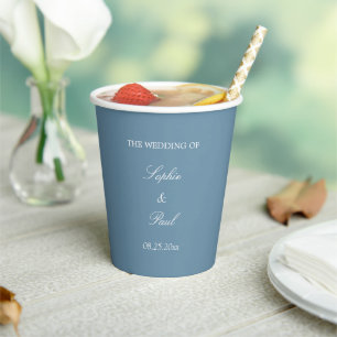 Elegant Dusty Blue Wedding Paper Cups Pappbecher