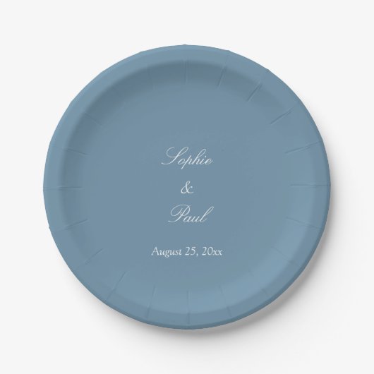 Elegant Dusty Blue Wedding Paper Teller (Vorderseite)