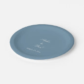 Elegant Dusty Blue Wedding Paper Teller (Schrägansicht)