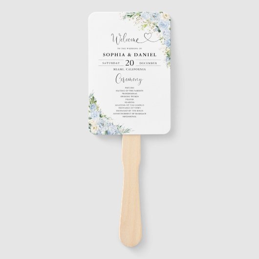 Elegant Dusty Blue Wedding Program  Fächer (Vorderseite)