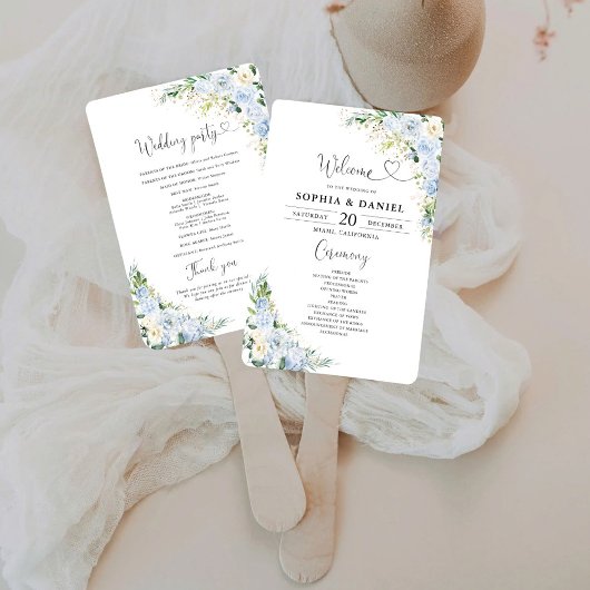 Elegant Dusty Blue Wedding Program  Fächer