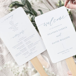 Elegant Dusty Blue Wedding Program Fächer