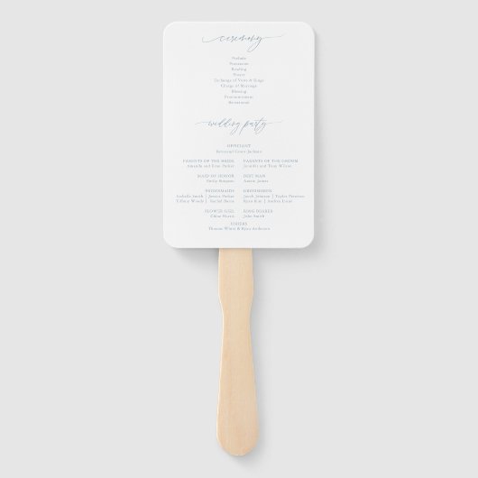 Elegant Dusty Blue Wedding Program Fächer (Rückseite)