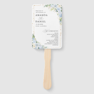 Elegant Dusty Blue Wedding Program Fächer