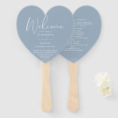 Elegant Dusty Blue Wedding Program Heart Fächer (Vorne und Hinten)