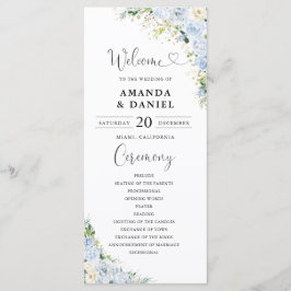 Elegant Dusty Blue Wedding Program Programm