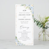 Elegant Dusty Blue Wedding Program Programm (Stehend Vorderseite)