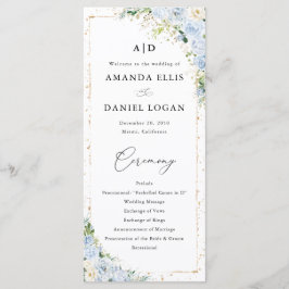 Elegant Dusty Blue Wedding Program Programm