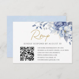 Elegant Dusty Blue Wedding QR Code UAWG RSVP Karte