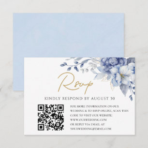 Elegant Dusty Blue Wedding QR Code UAWG RSVP Karte
