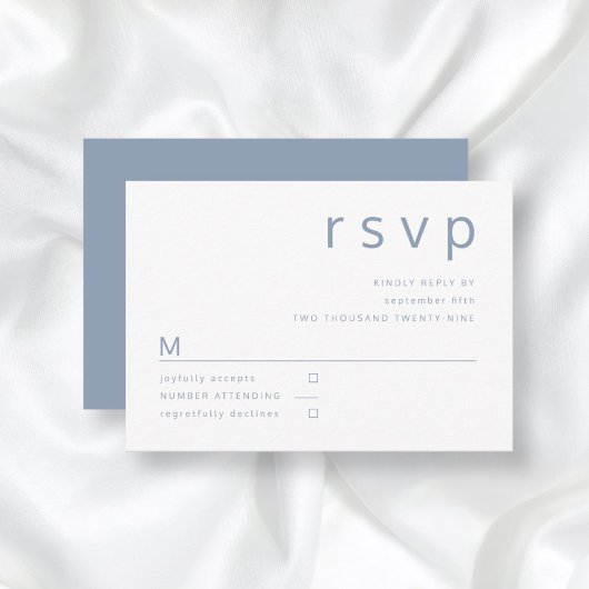 Elegant Dusty Blue Wedding RSVP Karte