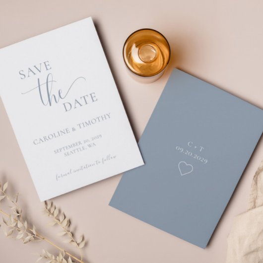 Elegant Dusty Blue Wedding Save the Date Card Einladung