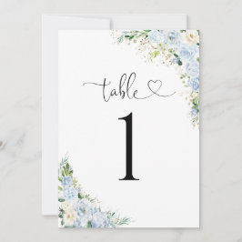 Elegant Dusty Blue Wedding Table Number Card