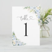 Elegant Dusty Blue Wedding Table Number Card (Stehend Vorderseite)