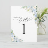 Elegant Dusty Blue Wedding Table Number Card (Stehend Vorderseite)