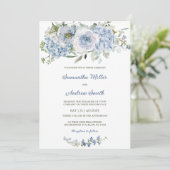 Elegant Dusty Blue Wedding Template Einladung (Stehend Vorderseite)