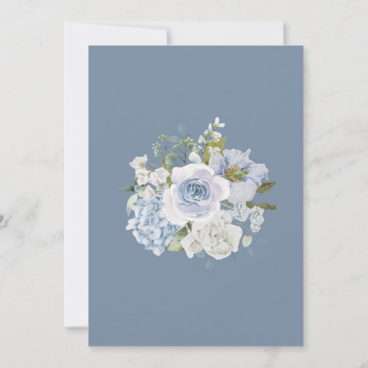 Elegant Dusty Blue Wedding Template Einladung (Rückseite)