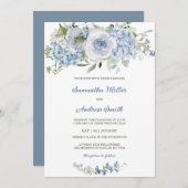 Elegant Dusty Blue Wedding Template Einladung (Vorne/Hinten)