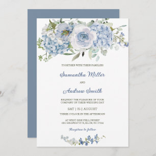 Elegant Dusty Blue Wedding Template Einladung