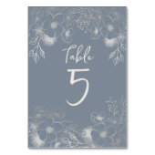 Elegant Dusty Blue Wedding Tischnummer (Vorderseite)