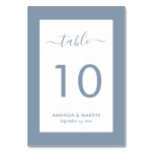 Elegant Dusty Blue Wedding Tischnummer (Rückseite)