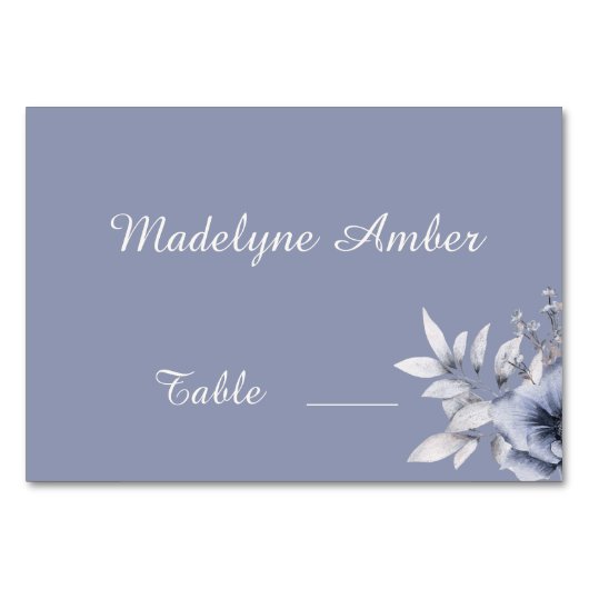 Elegant Dusty Blue Wedding Tischnummer (Vorderseite)