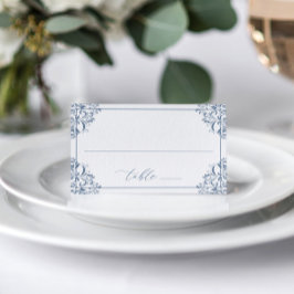 Elegant Dusty Blue Wedding Vintag Classic Platzkarte