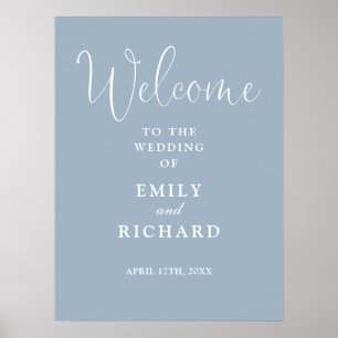 Elegant Dusty Blue Wedding Welcome Sign Poster