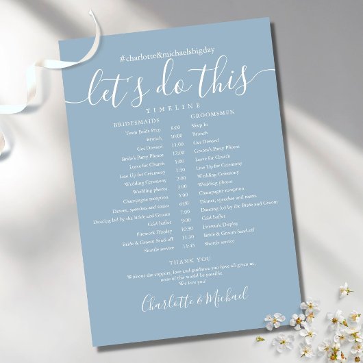 Elegant Dusty Blue Wedding Zeitplan Zeitleiste