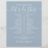 Elegant Dusty Blue Wedding Zeitplan Zeitleiste (Vorderseite)