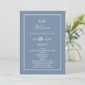 Elegant Dusty Blue Wedding Zeremony Program Einladung (Stehend Vorderseite)