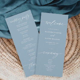 Elegant Dusty Blue Wedding Zeremony Programm