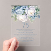 Elegant Dusty Blue White Floral 75. Acryleinladungen (Insitu (Handheld))