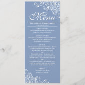Elegant Dusty Blue & White Frilly Corners Wedding Menükarte (Vorderseite)