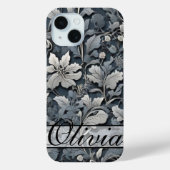 Elegant dusty blue white grau Case-Mate iPhone hülle (Rückseite)