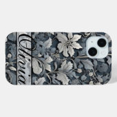 Elegant dusty blue white grau Case-Mate iPhone hülle (Rückseite (Horizontal))