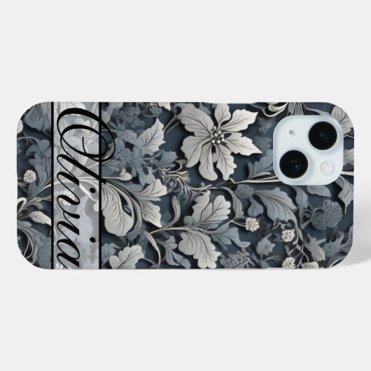 Elegant dusty blue white grau Case-Mate iPhone hülle (Rückseite (Horizontal))